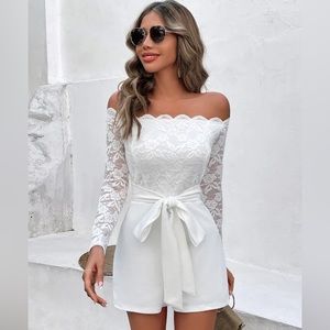 Off Shoulder Lace Romper